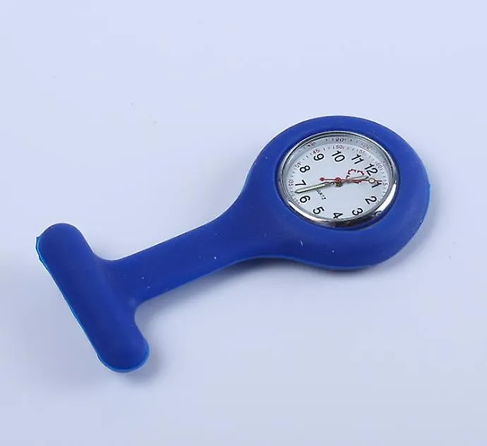 2Pcs light blue Doctor Nurse Silicone Pocket Brooch Fob Watch Quartz Watch AZ10180