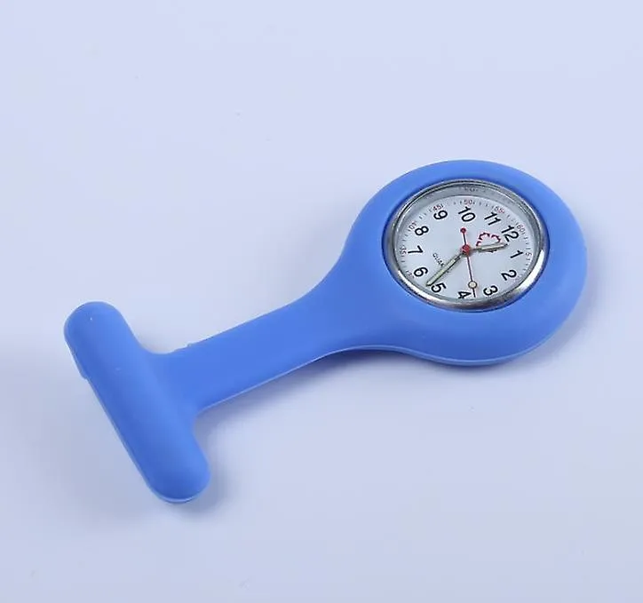2Pcs light blue Doctor Nurse Silicone Pocket Brooch Fob Watch Quartz Watch AZ10180
