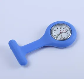 2Pcs light blue Doctor Nurse Silicone Pocket Brooch Fob Watch Quartz Watch AZ10180