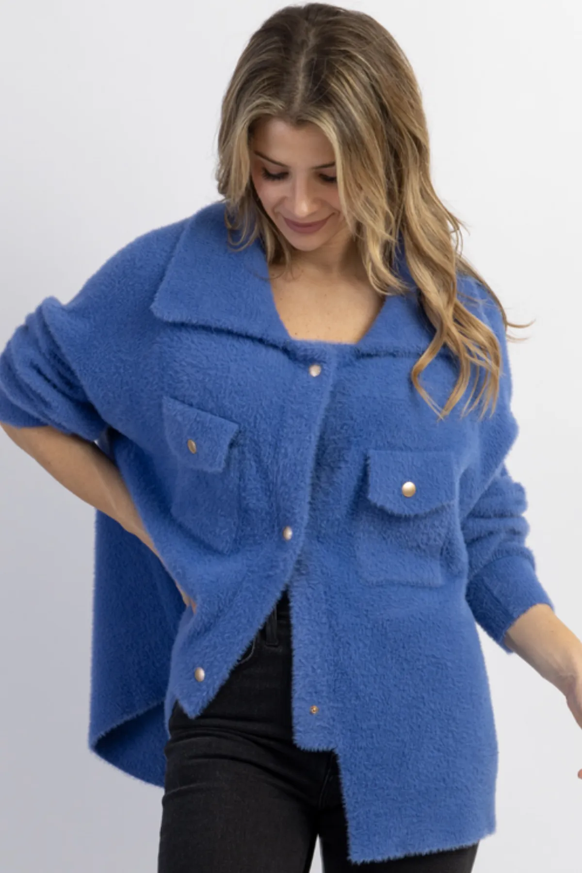 BLUE FRANKIE SOFT FUR SHACKET