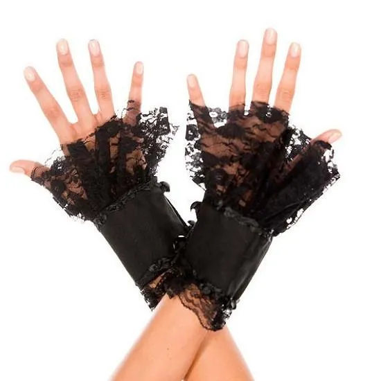 Music Legs Fingerless Lace Net Gauntlet Cuffs