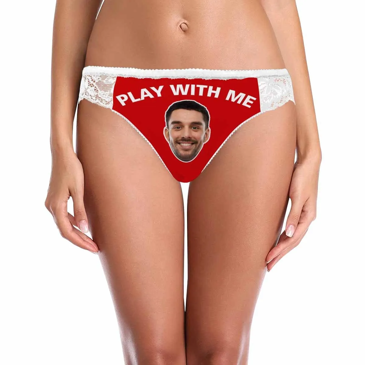 Personalized Face Womens Panties Custom Play With Me Sexy Underwear Women's Lace Panty
