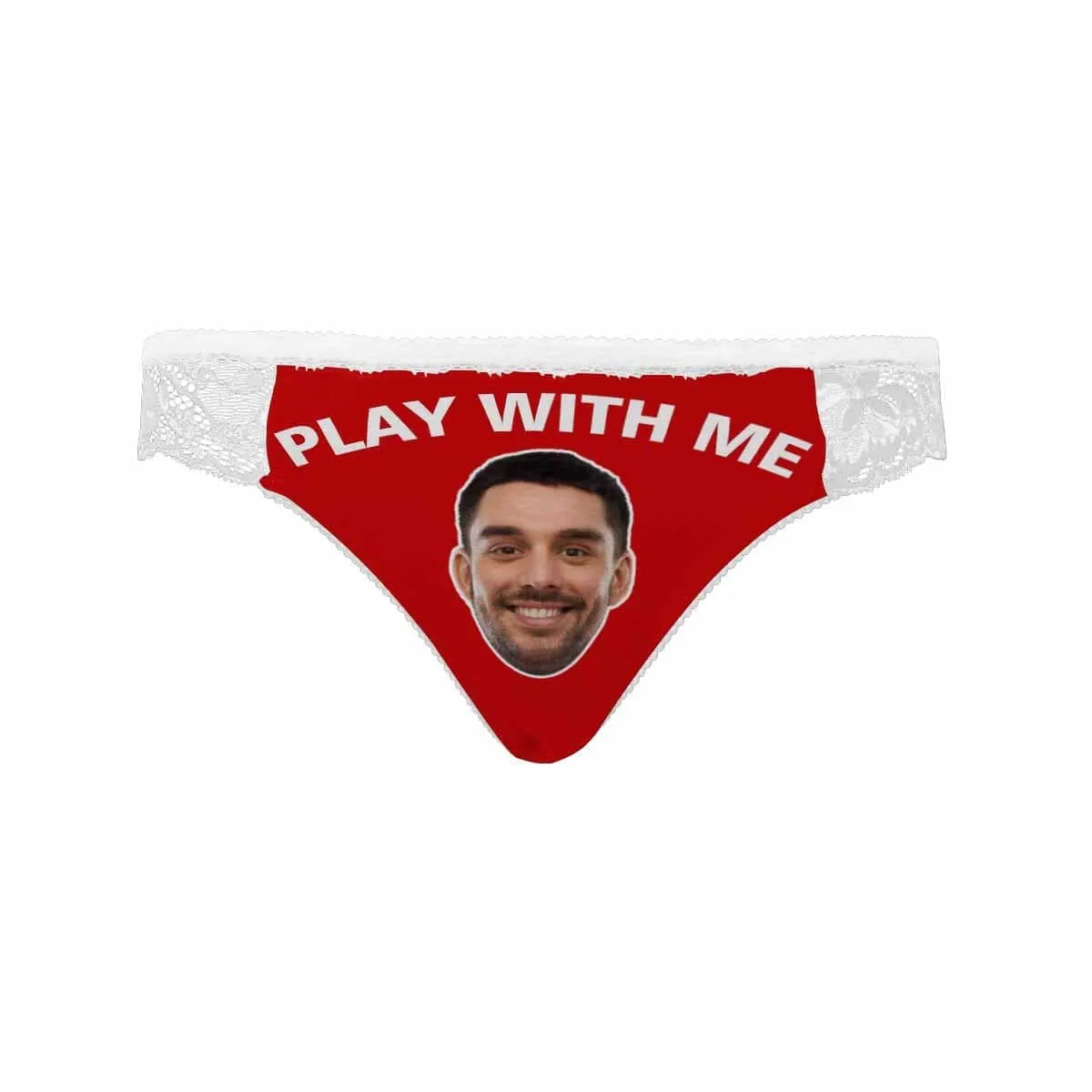Personalized Face Womens Panties Custom Play With Me Sexy Underwear Women's Lace Panty