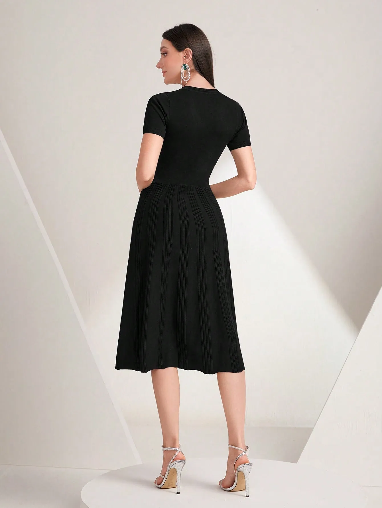 Rhinestone Detail A-line Dress