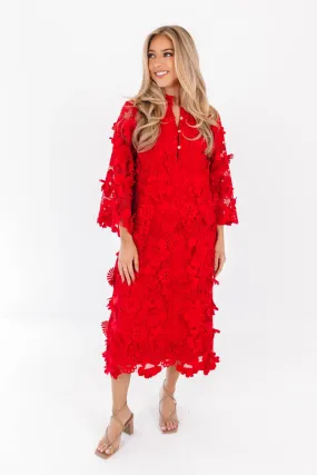 The Seraphina Midi Dress - Red