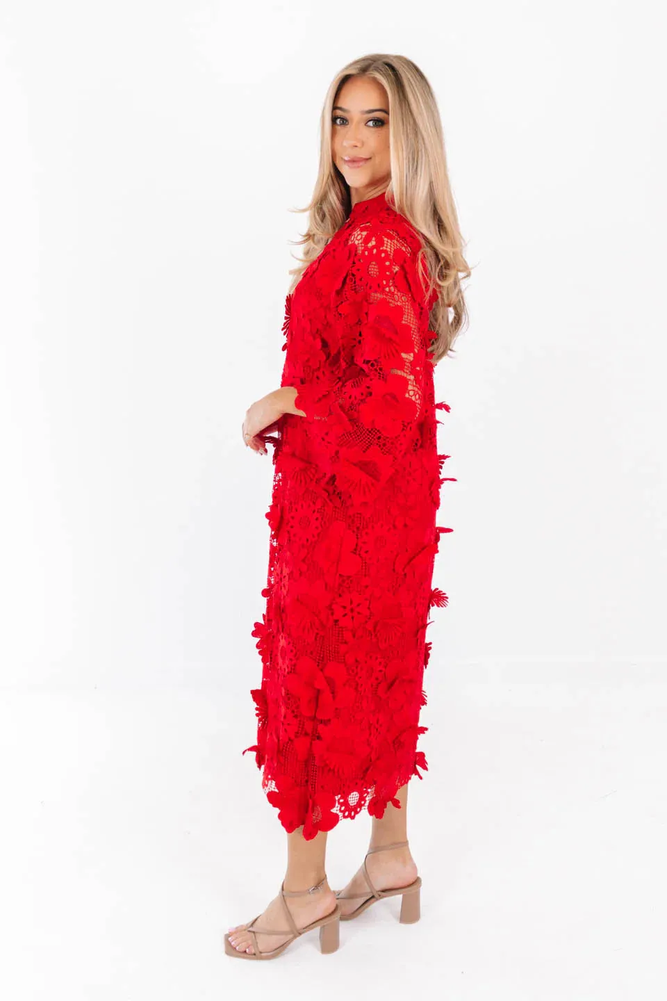 The Seraphina Midi Dress - Red