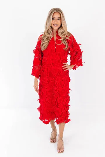 The Seraphina Midi Dress - Red