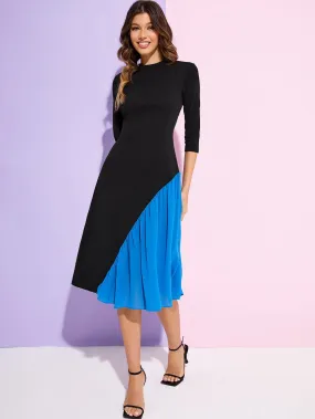 Two Tone Mock Neck Dress