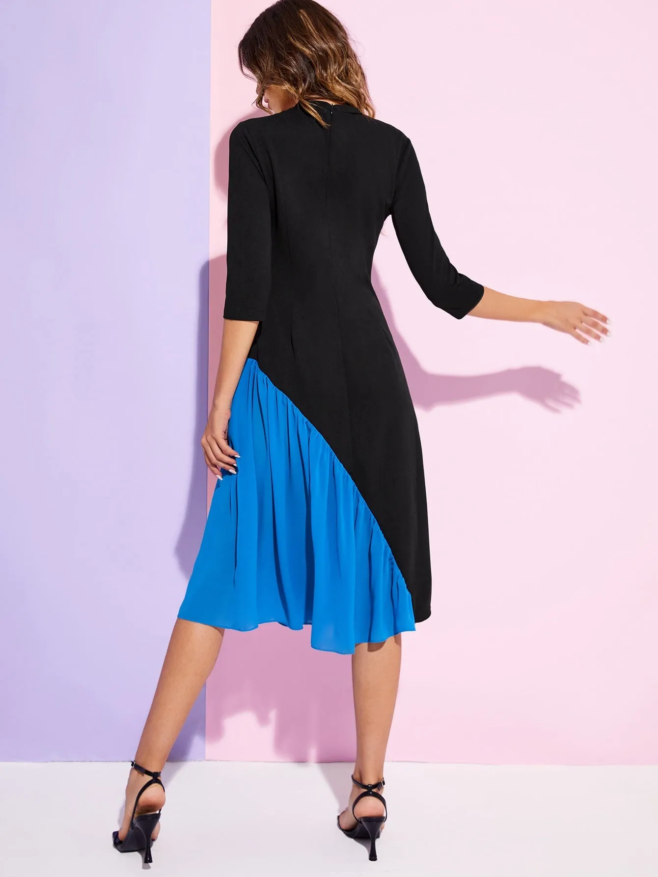 Two Tone Mock Neck Dress