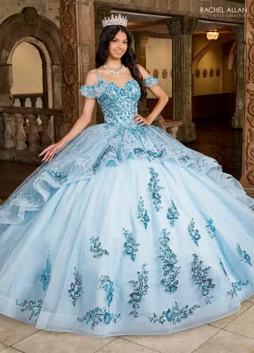 V-Neck Ruffled Quinceanera Dress by Rachel Allan RQ1136